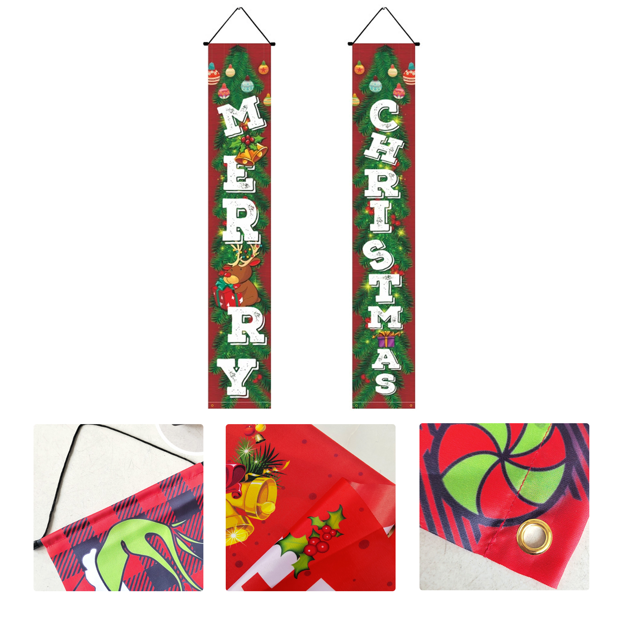 MOQ 50 Christmas Door Banner Red Plaid Decoration Holiday 2