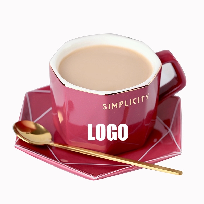 Custom 6 oz Ceramic Coffee Mug Saucer Set 6