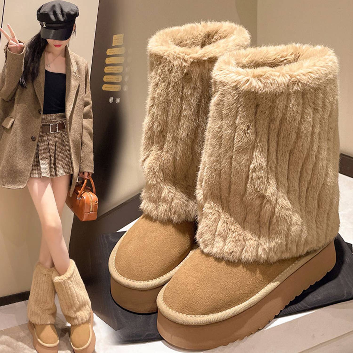 Women's Fuzzy Fleece Boots 4