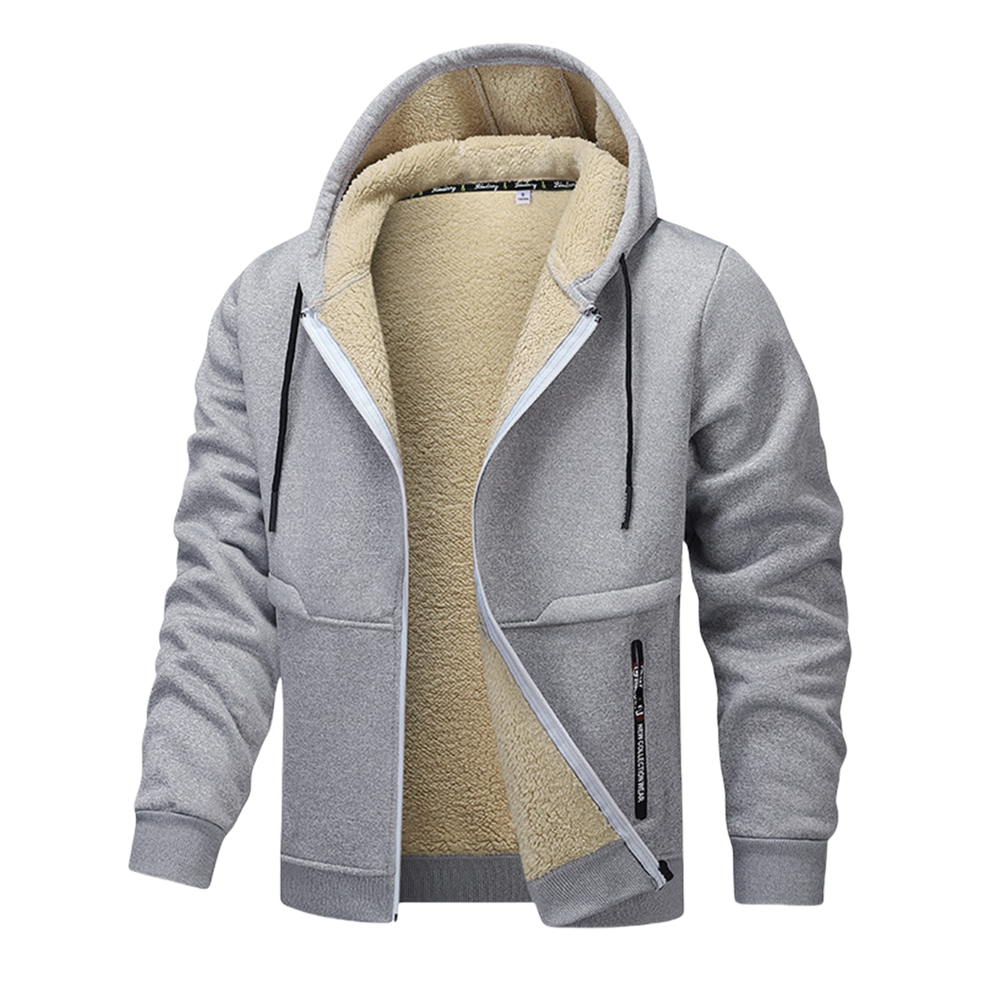 Men's Winter Fleece Hooded Thickened Sherpa Pullover Sweatshirt Oversized Trendy Coat, custom hoodie or sweatshirt with logo imprint 2