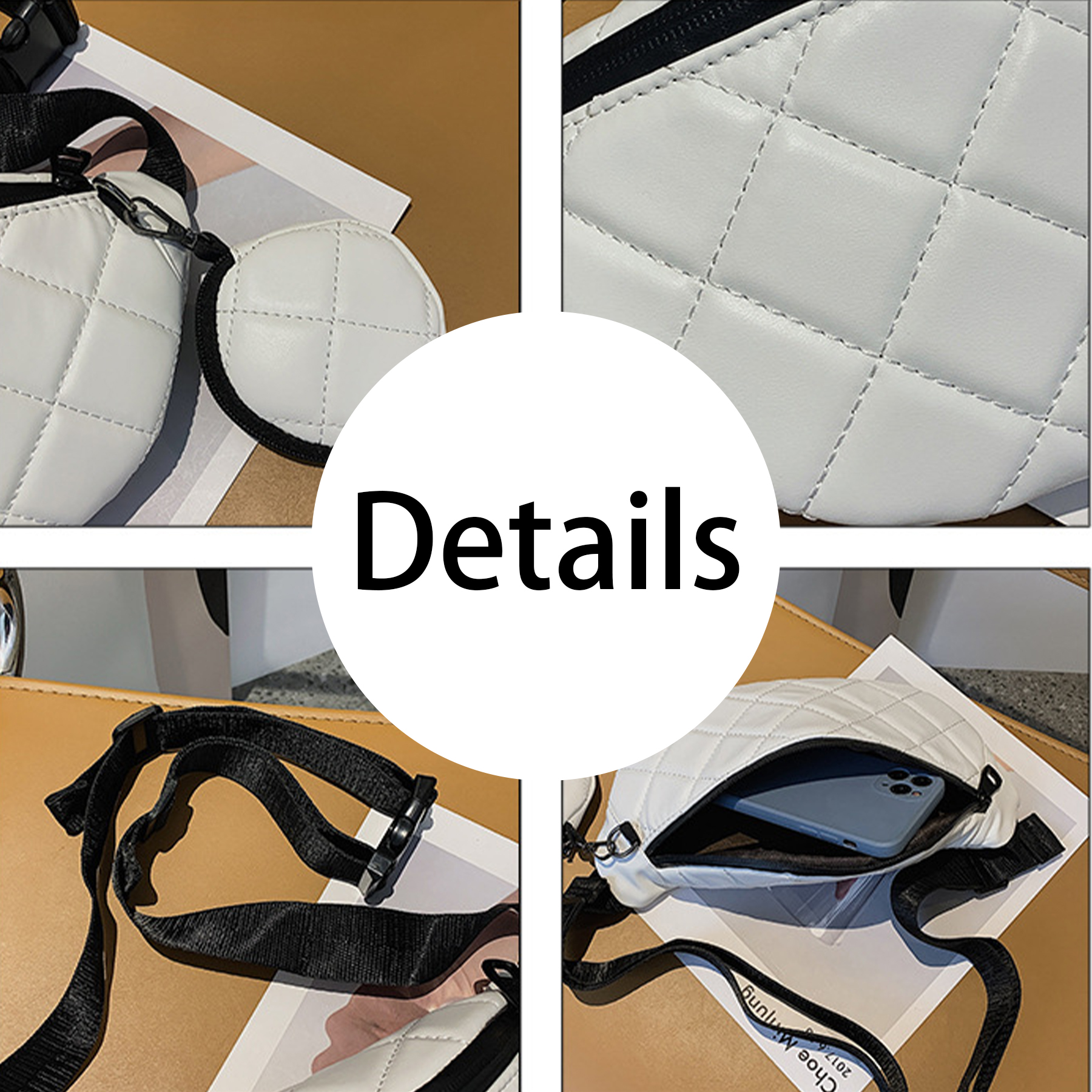 PU Simple and stylish rhombus one-shoulder dumpling bag 5