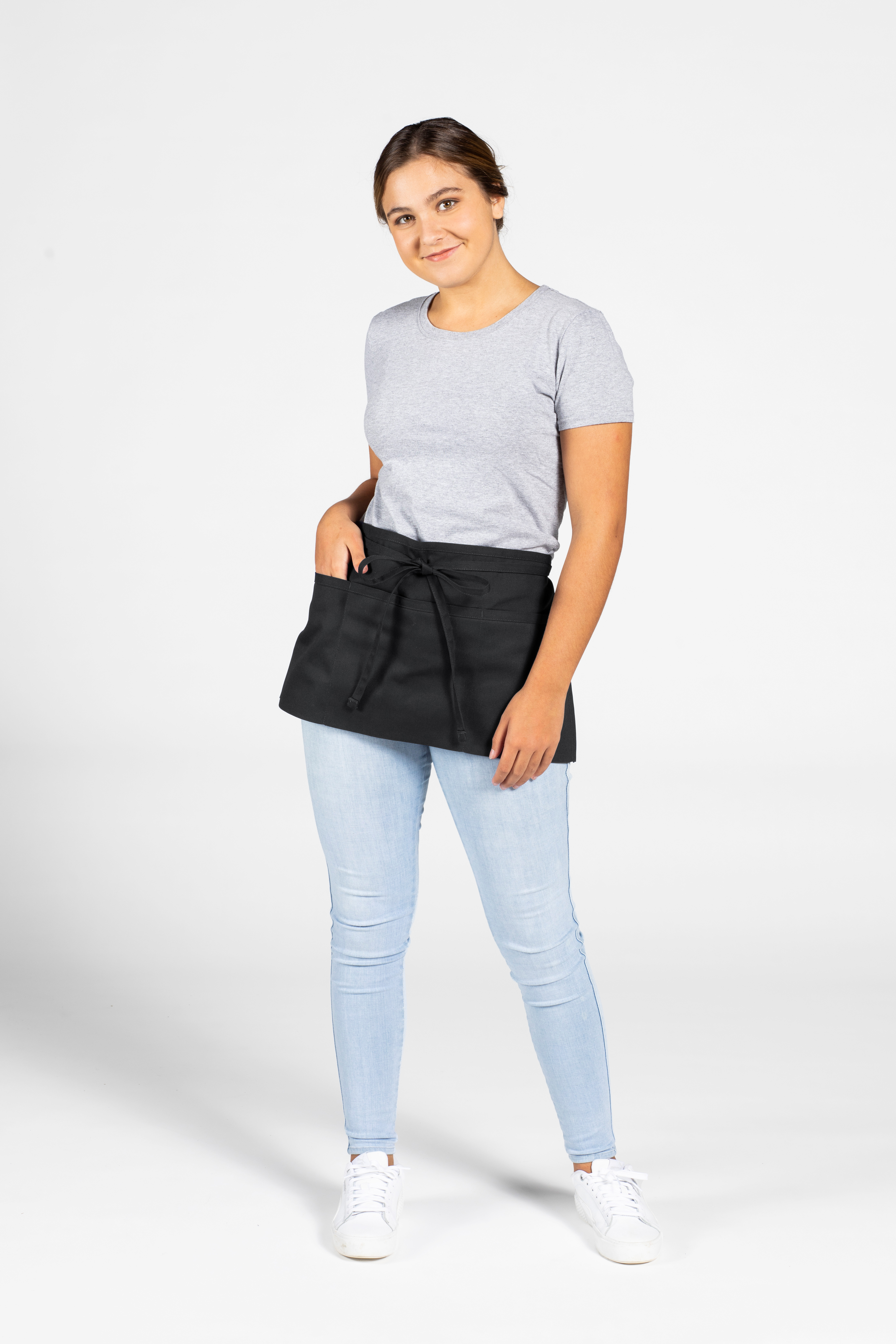 Black Everyday Pocketed Waist Apron 2