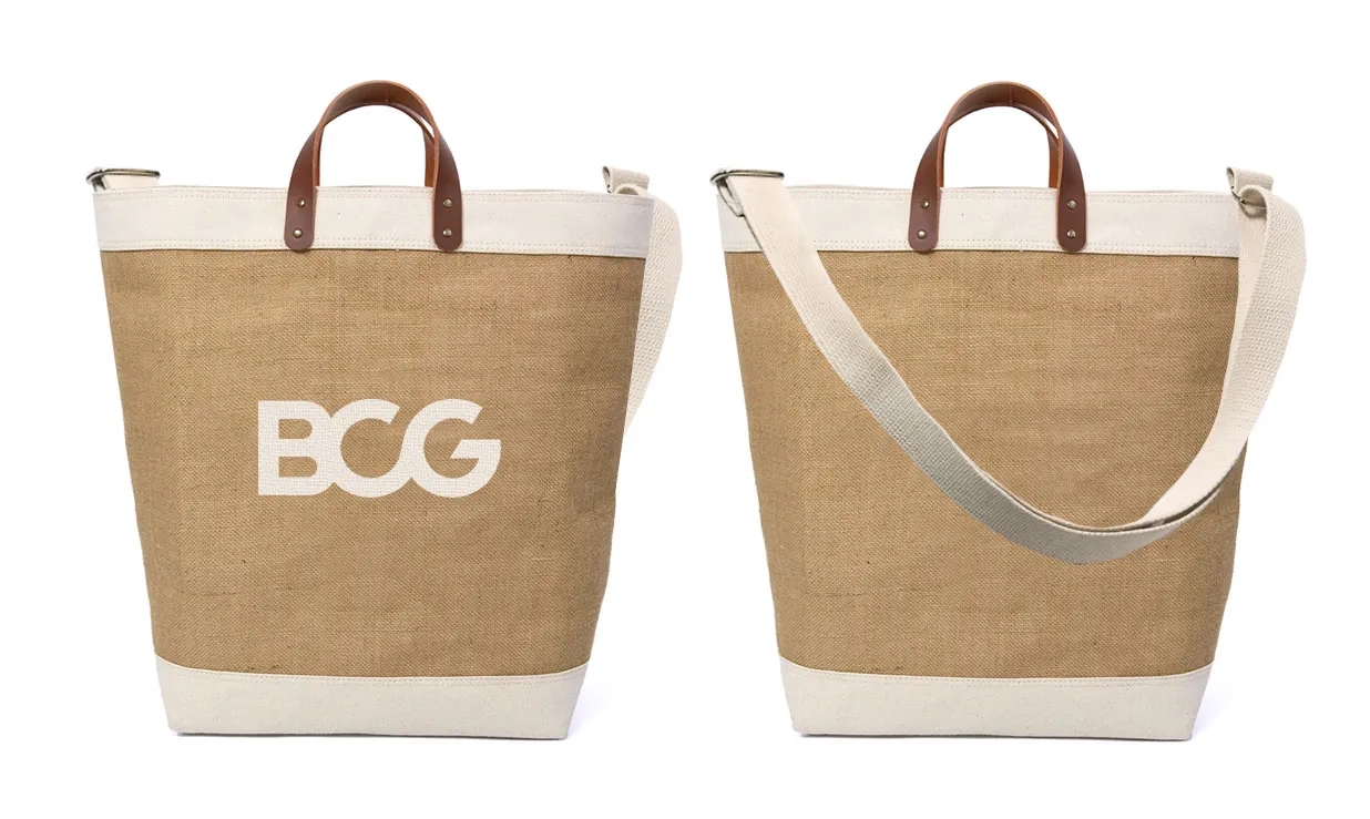 Upscale Burlap Tote, custom tote bag with logo imprint 6