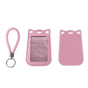 Cat Ear Shaped PU Leather Card Case With Keychain 22