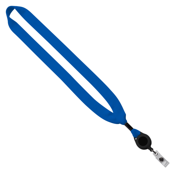 3/4" Cotton Lanyard with Metal Crimp & Retractable Badge Reel 157