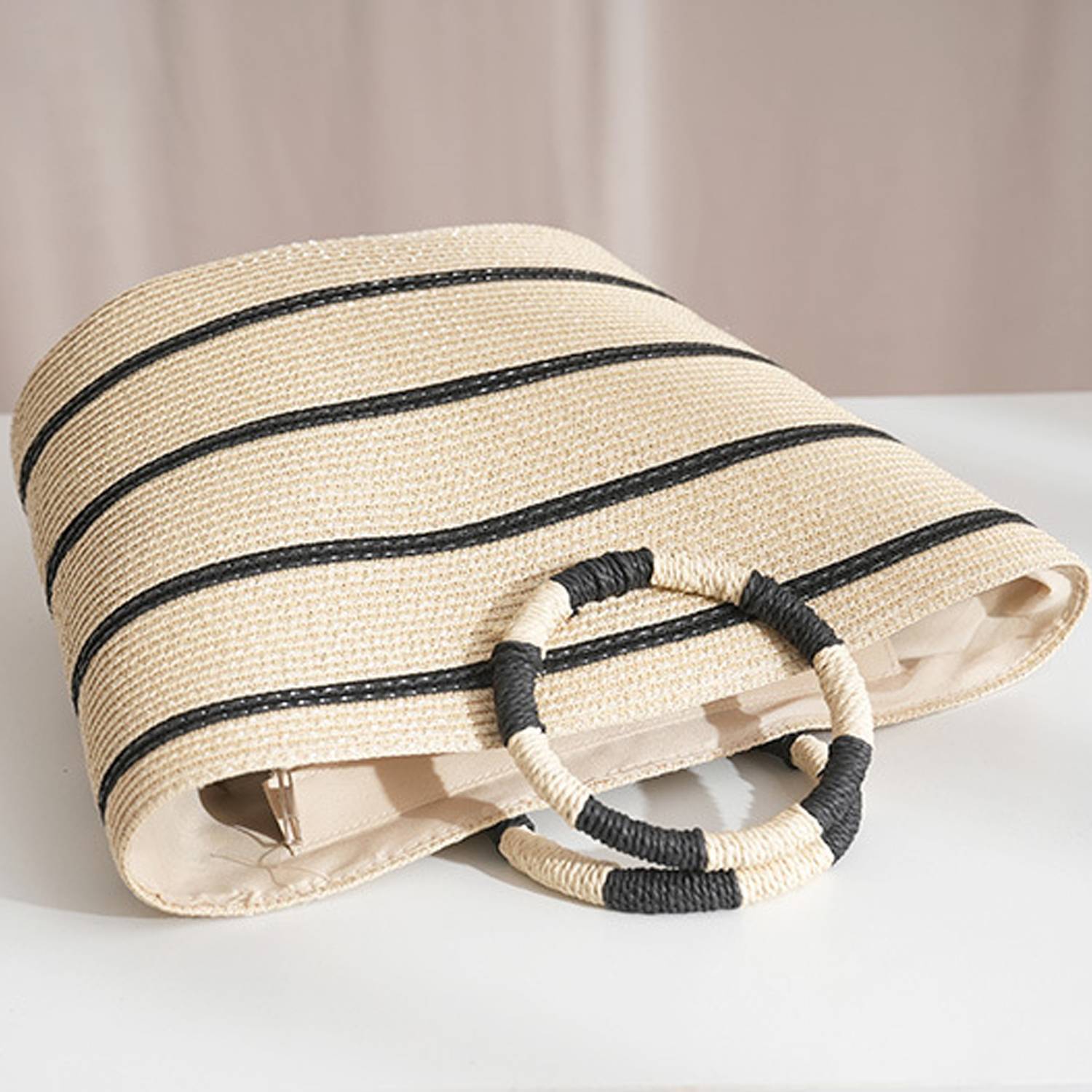 15L Large Straw Woven Tote Bag Beach & Commuter Handbag 9