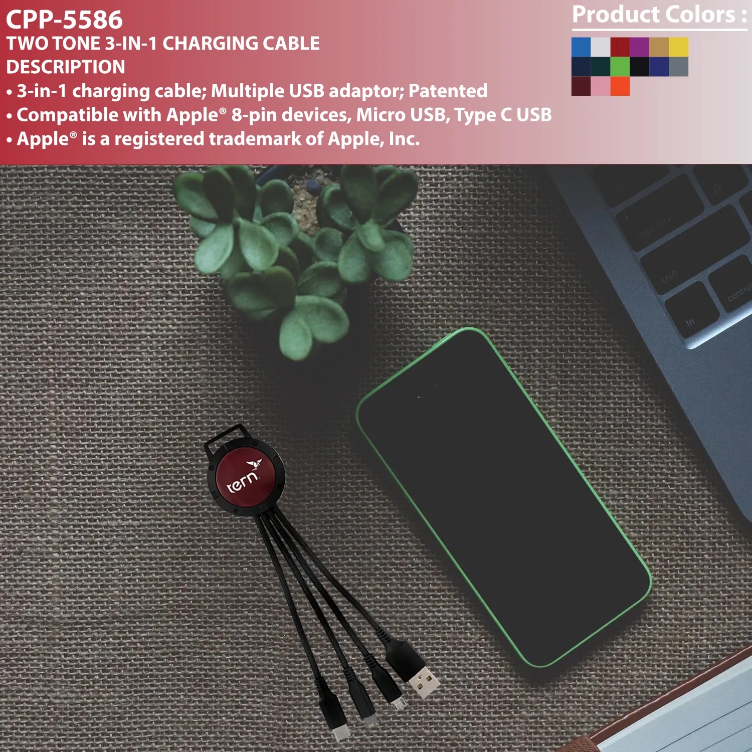 TWO TONE 3-IN-1 CHARGING CABLE 31