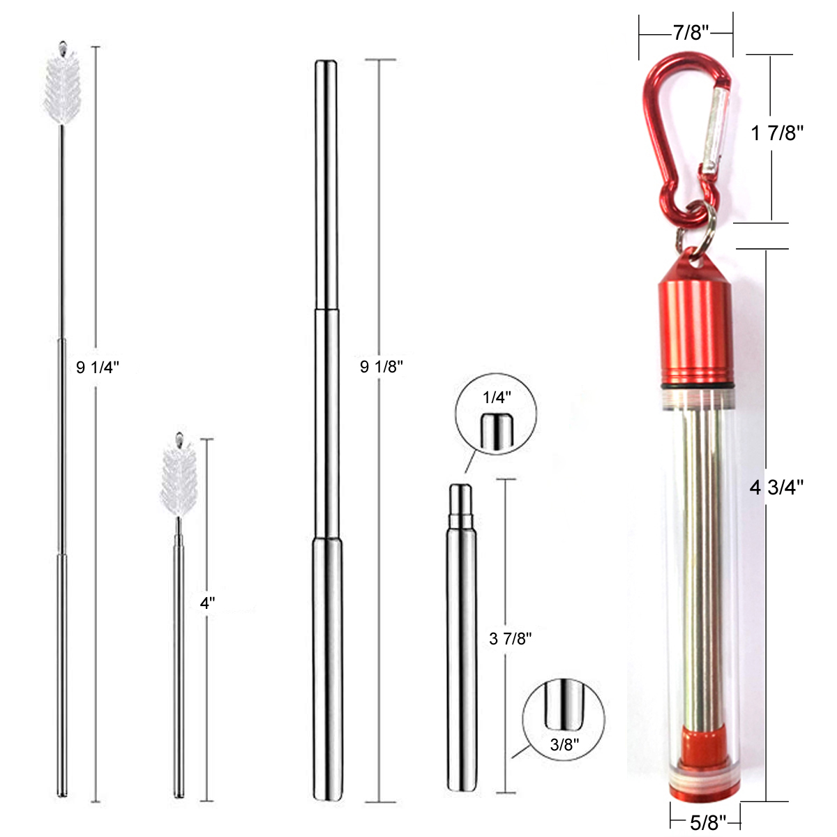 Telescopic Stainless Steel Straw Kit 1