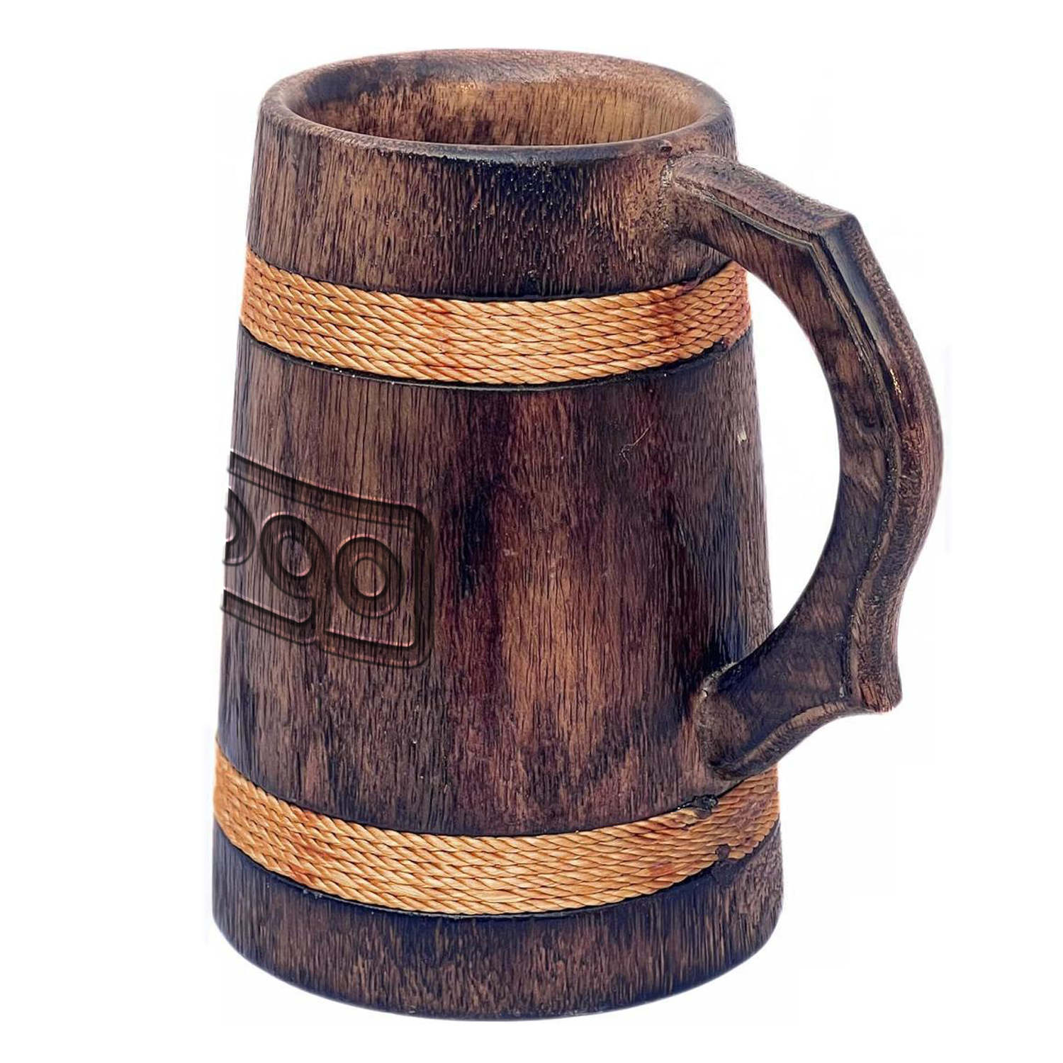 17oz Handmade Wooden Beer Mug w/Handle 2