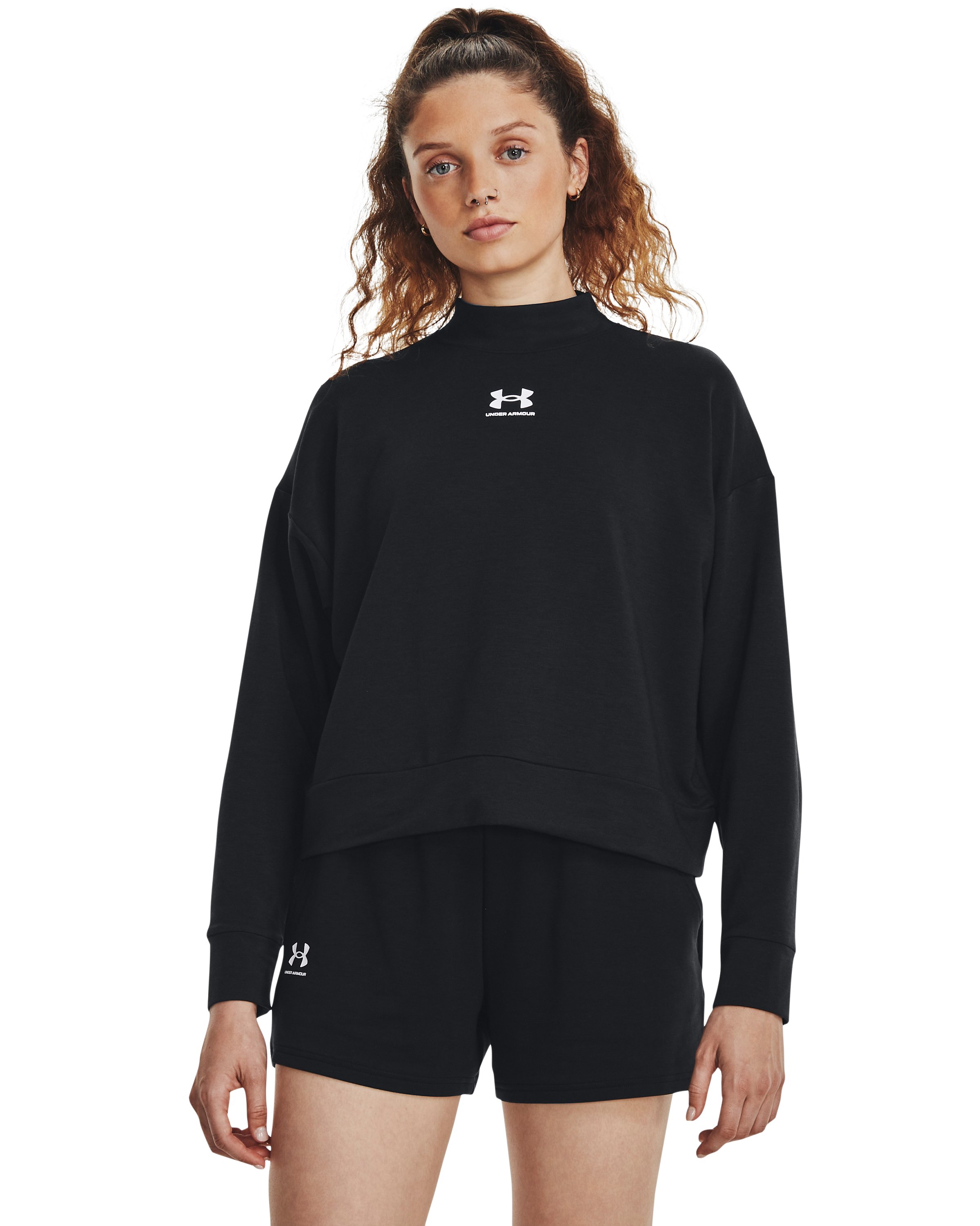 Women's UA Rival Terry Mock Crew, custom hoodie or sweatshirt with logo imprint 4