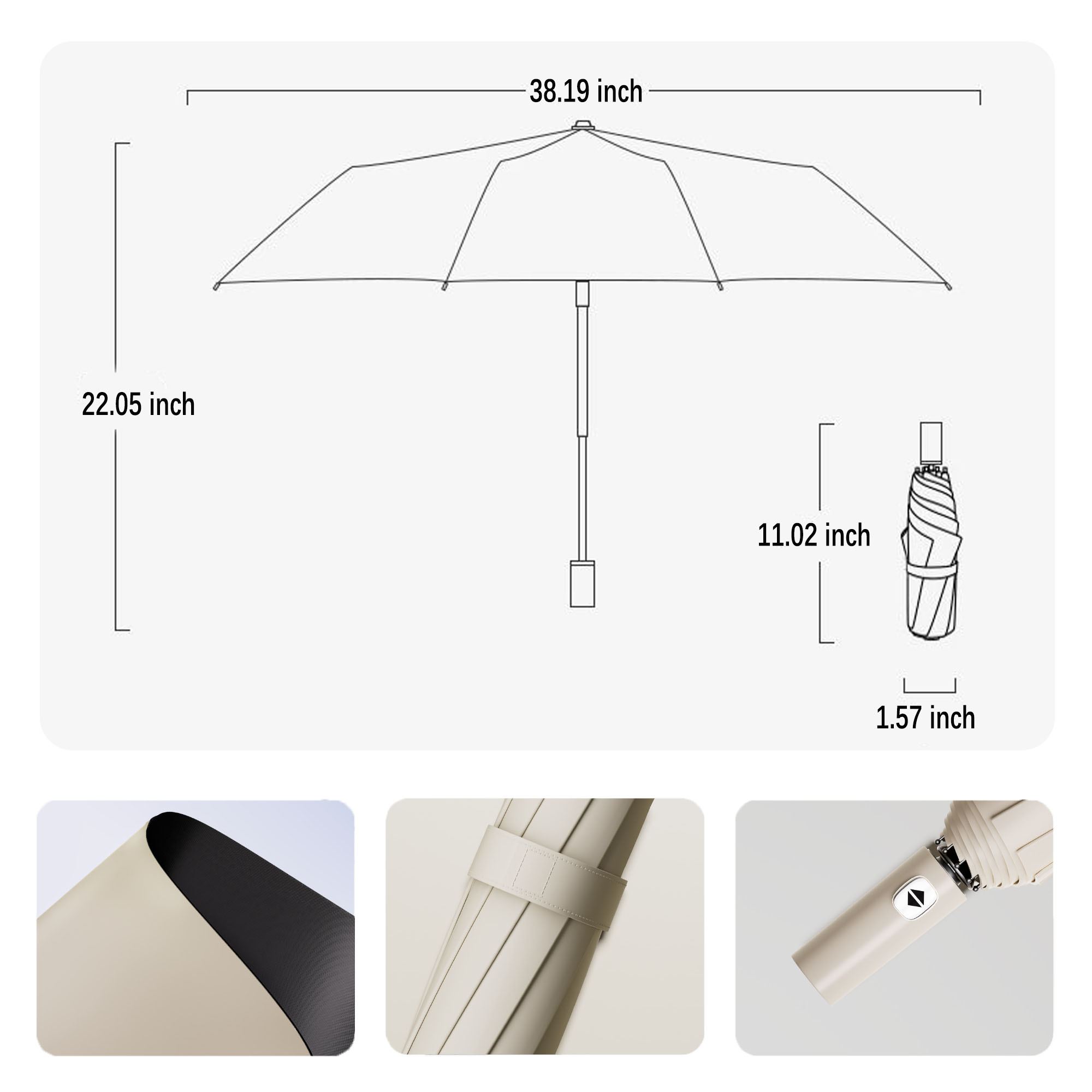 MOQ 20 Auto Open Close Folding Umbrella 38" 1
