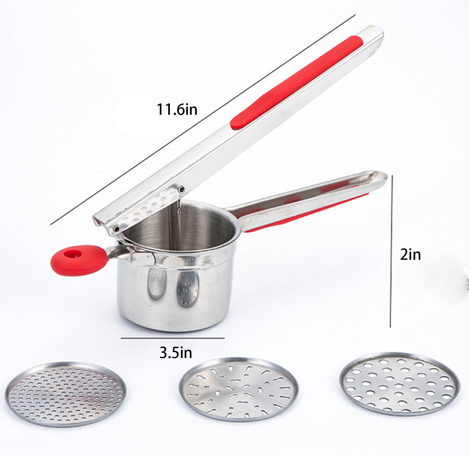 Kitchen Tool Stainless Steel Potato Puree Press Masher 6