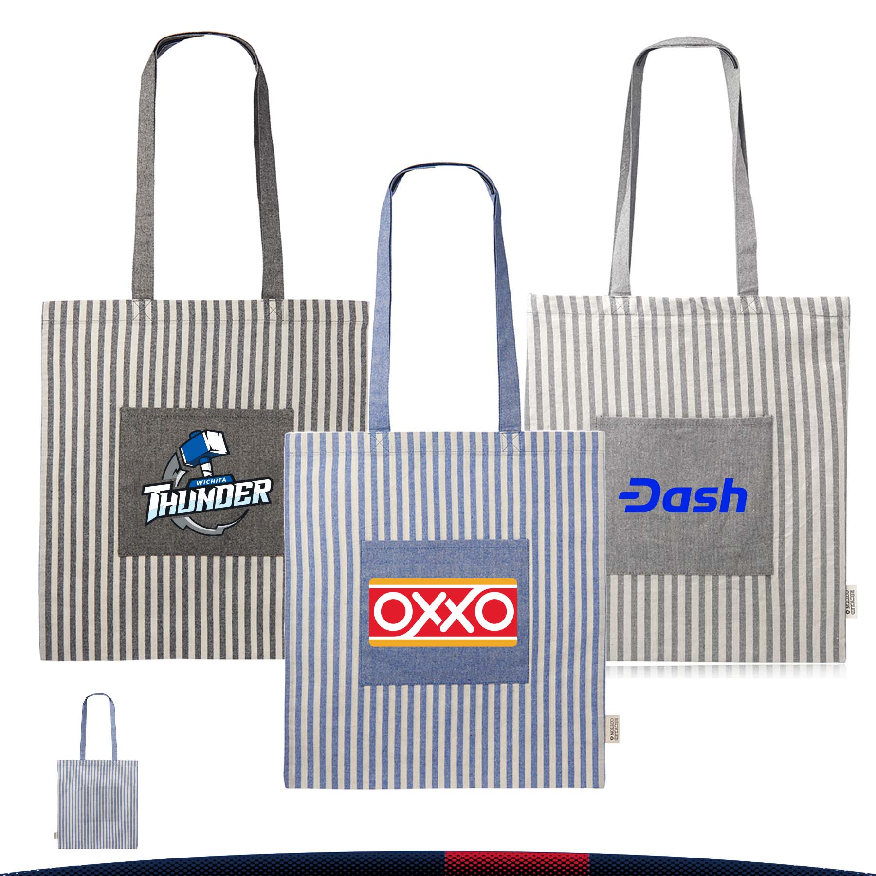 Gomoc Striped Tote Bags, custom tote bag with logo imprint 5