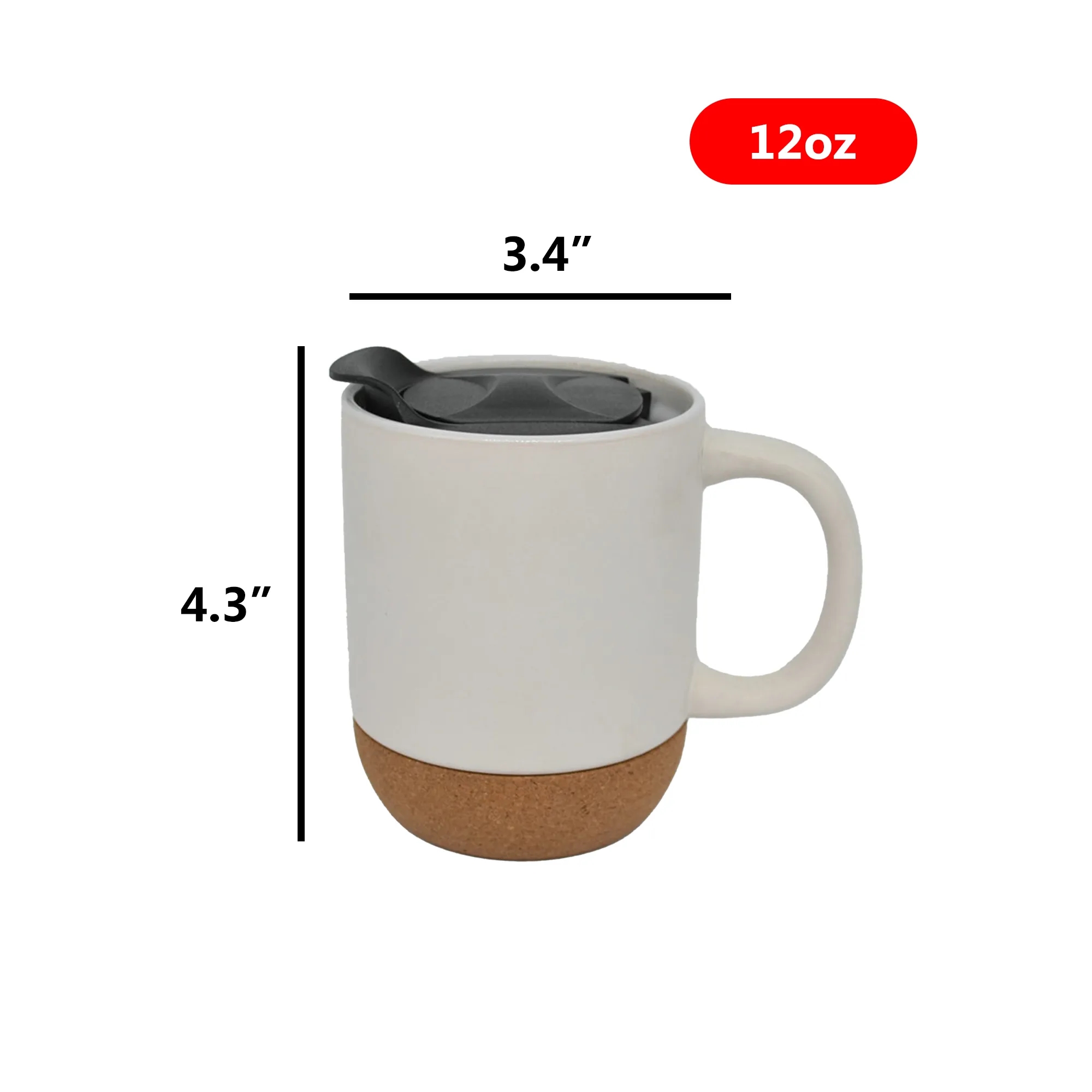 12oz Cork bottom ceramic mug Boshan 4.3" x3.4" 4