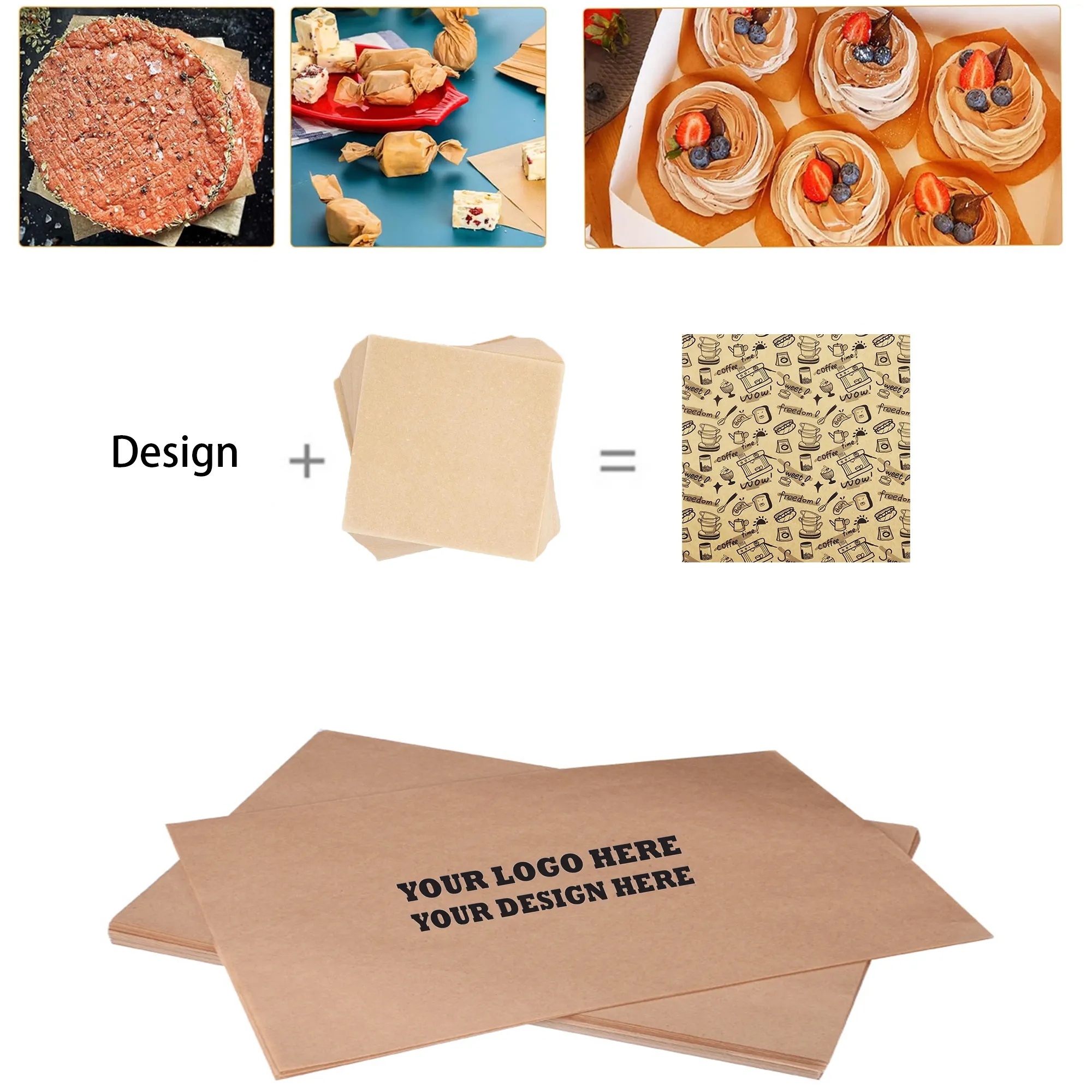 MOQ 500 Deli Paper Baking Sheets For Food Liner 4