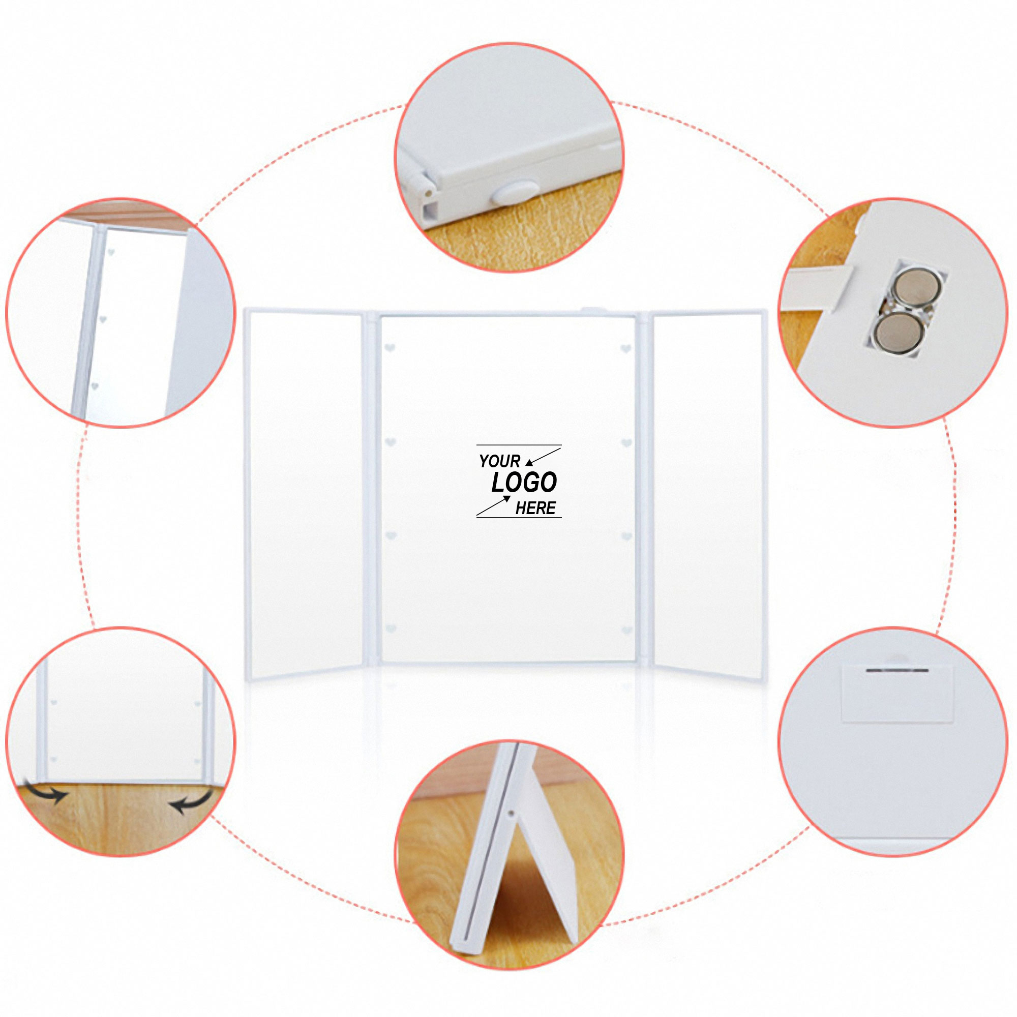 LED Lighted Trifold Compact Makeup Mirror 2