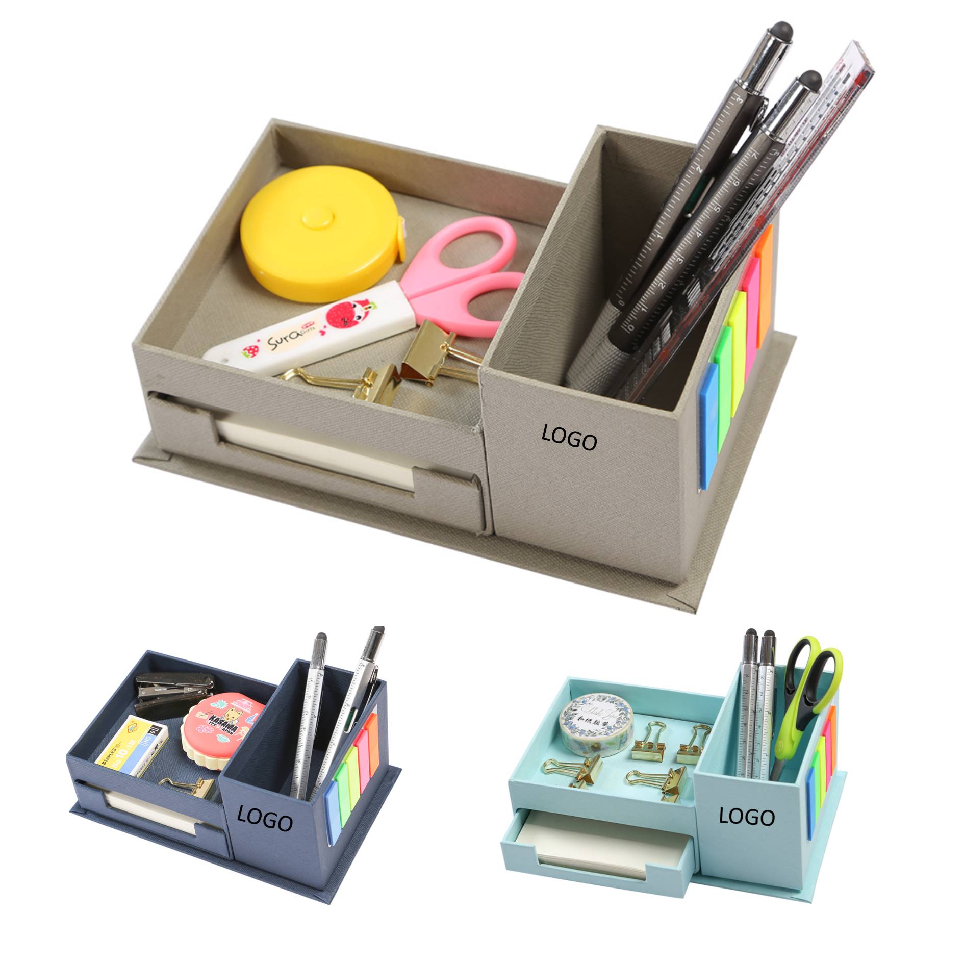 Sticky Notes Storage Box With Pen Holder 2