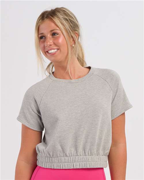 Women's French Terry Short Sleeve Cropped Crewneck Sweatshirt - BW2103 4