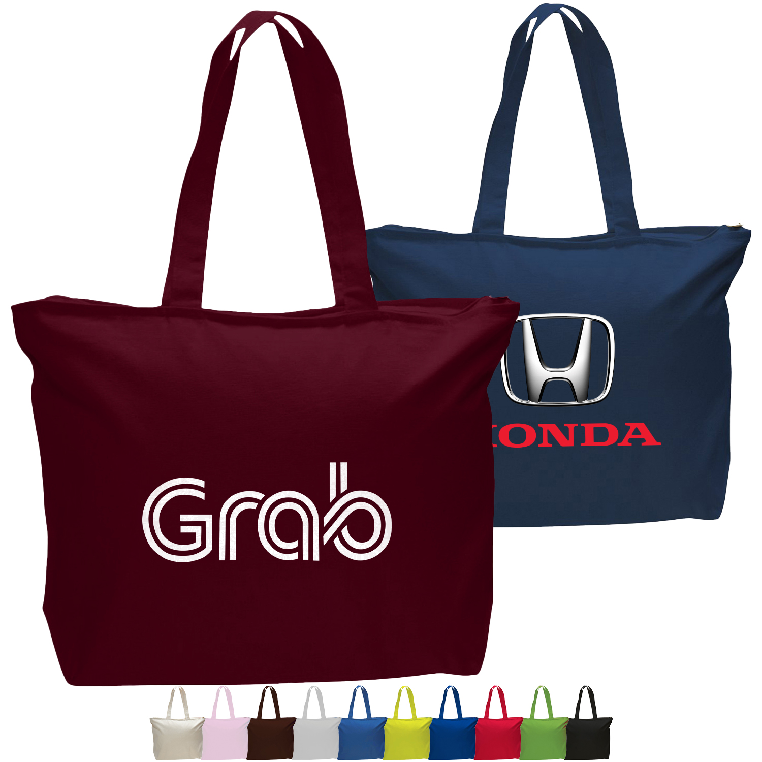 12 oz. Canvas Tote Bag w/ Gusset & Zipper Closure Pocket Bag (20" X15"x5") 2