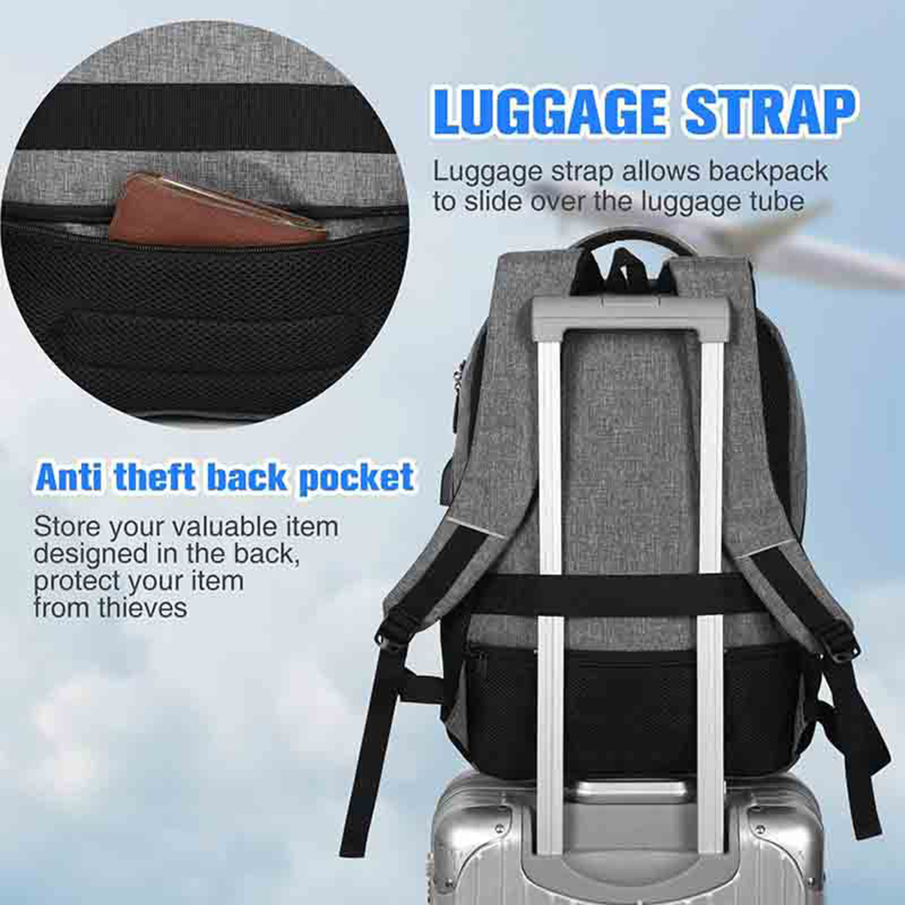 Gray Backpack With Shoulder Straps 4