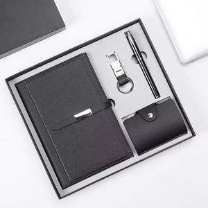 Card Holders Pen Keychain Leather Notebook Gift Sets 4
