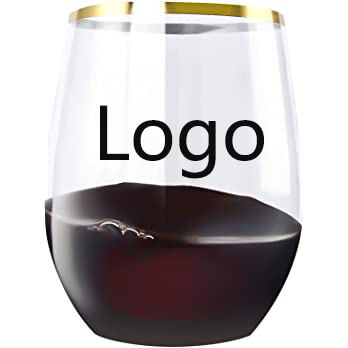 12OZ PET Trian Wine Class Drink Cup/ Gold Edge 2
