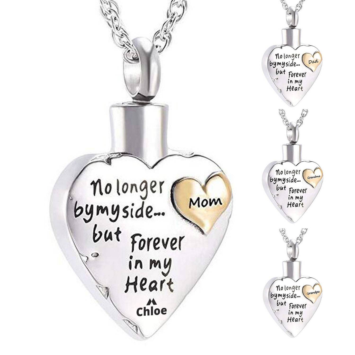 Stainless steel heart-shaped perfume bottle necklace