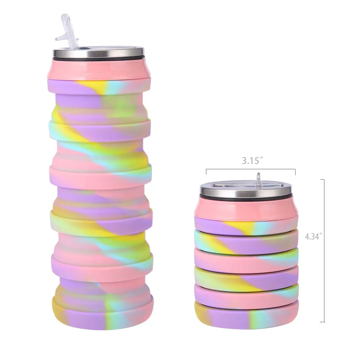 Camouflage Silicone Folding Sports Water Bottle 2