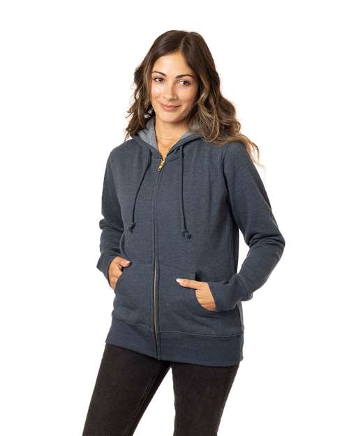 Women's Heathered Full-Zip Hooded Sweatshirt - EC4580 21