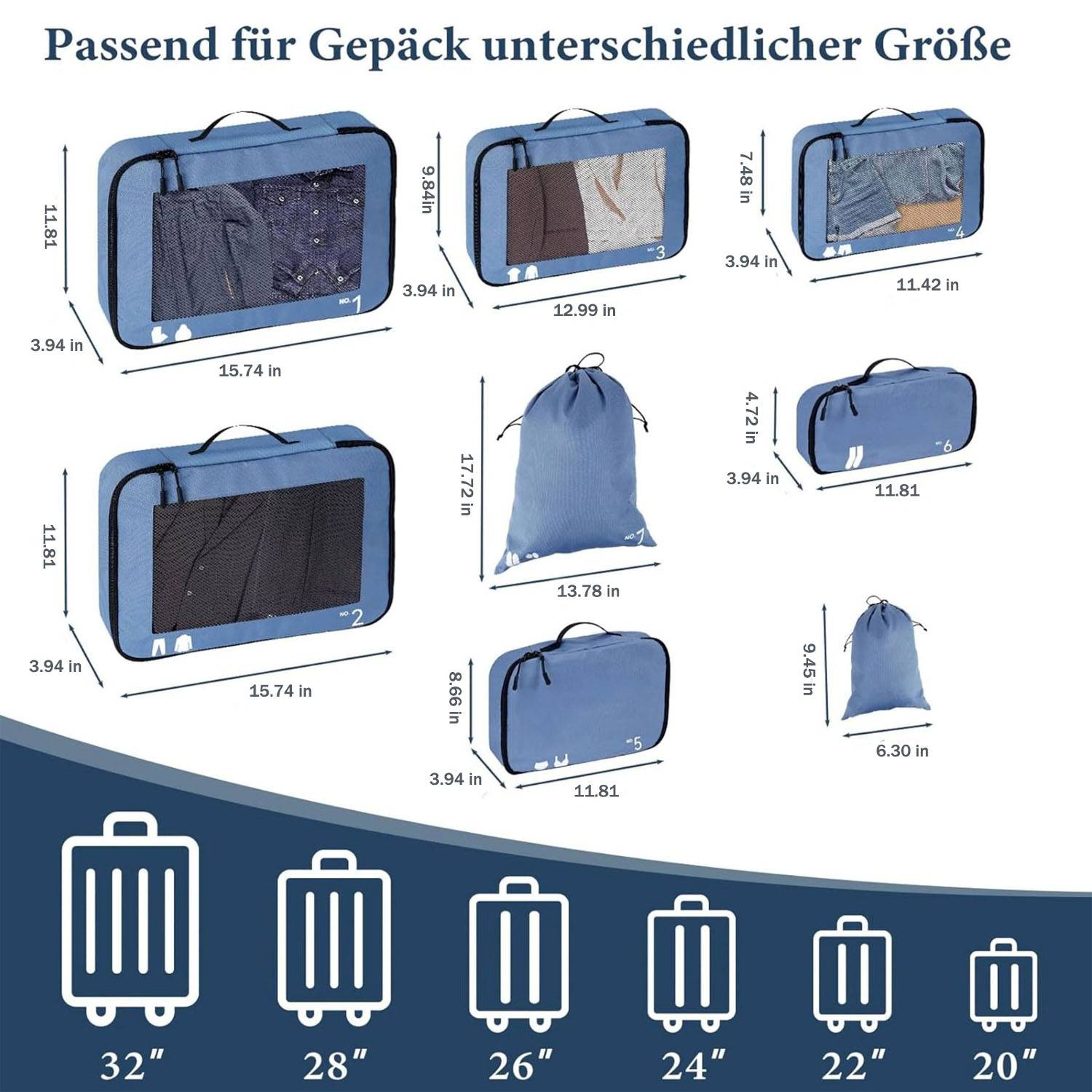 8 Pcs Lightweight Travel Luggage Packing Organizers Set 5