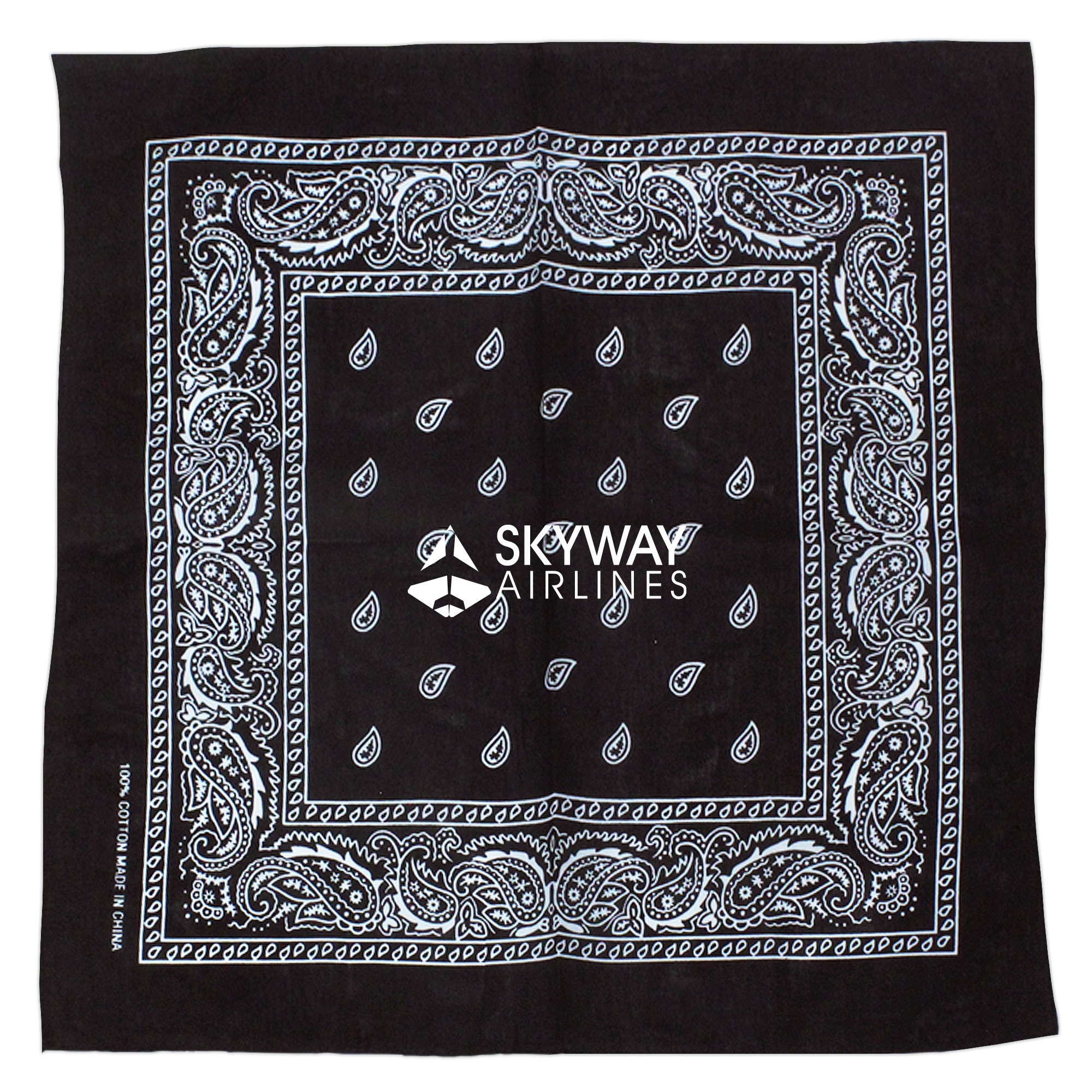 Black Cotton Bandana 22" x 22" 4