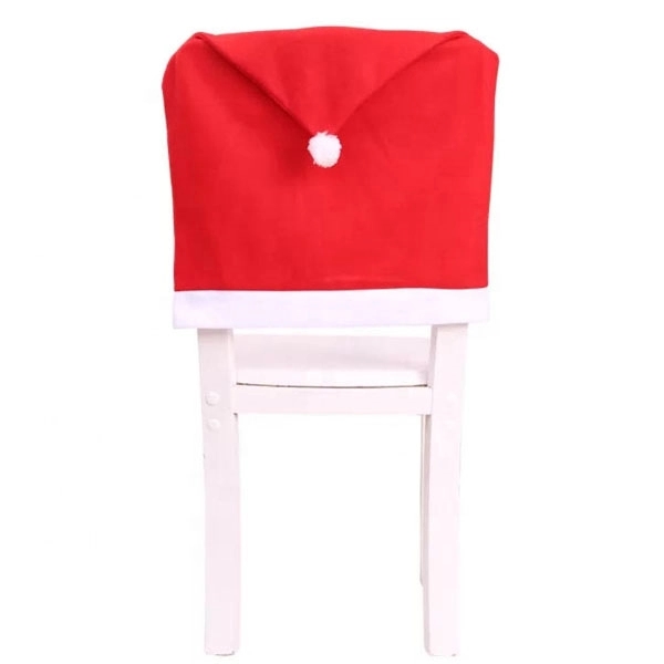 Red Non-woven Santa Hat Christmas Chair Covers 9