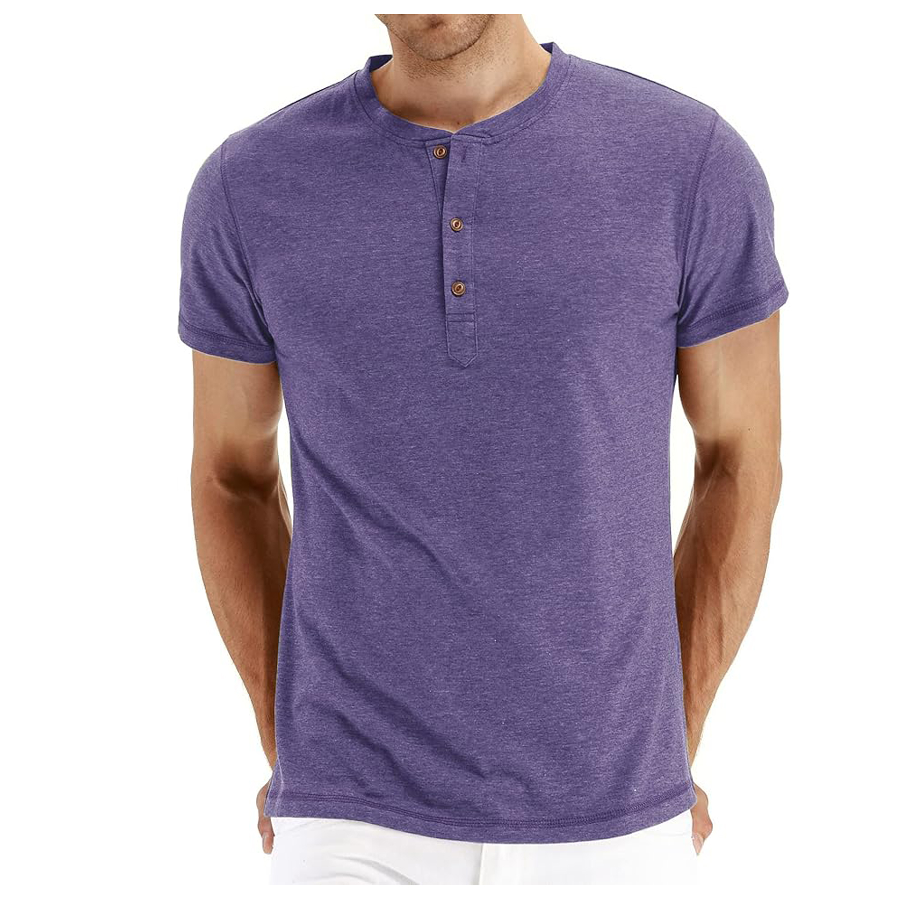 Men's Long Sleeve Henley Cotton T Shirts 3