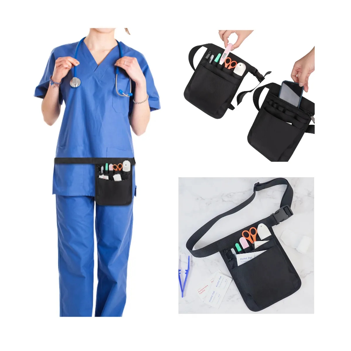 Nylon Durable Adjustable Multiple Compartments Nurse Bag 3