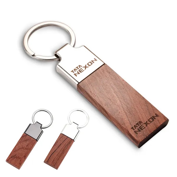 Engraved Belmont Wood Key Chain 2