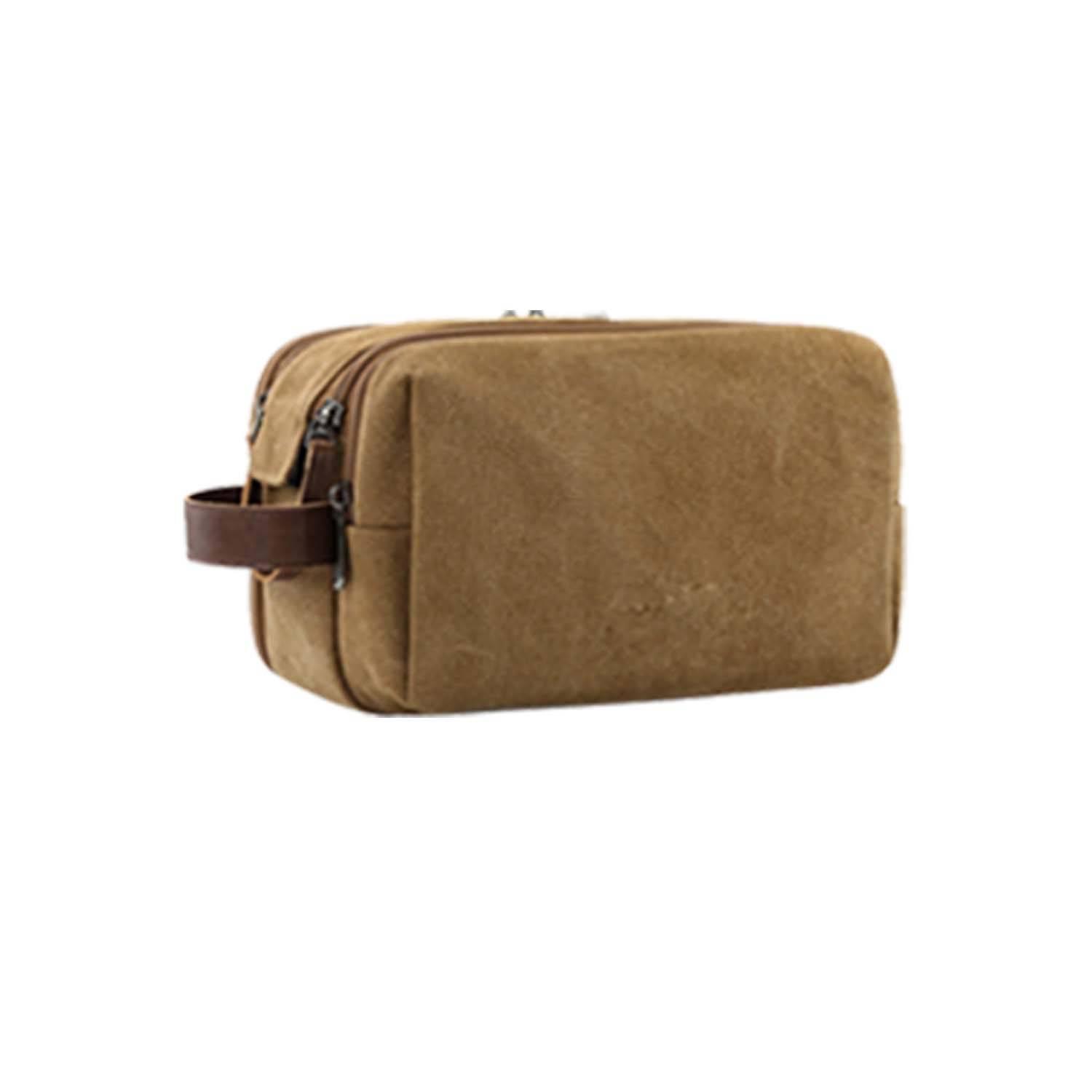 Double Zipper Canvas Travel Toiletries Storage Bag 6