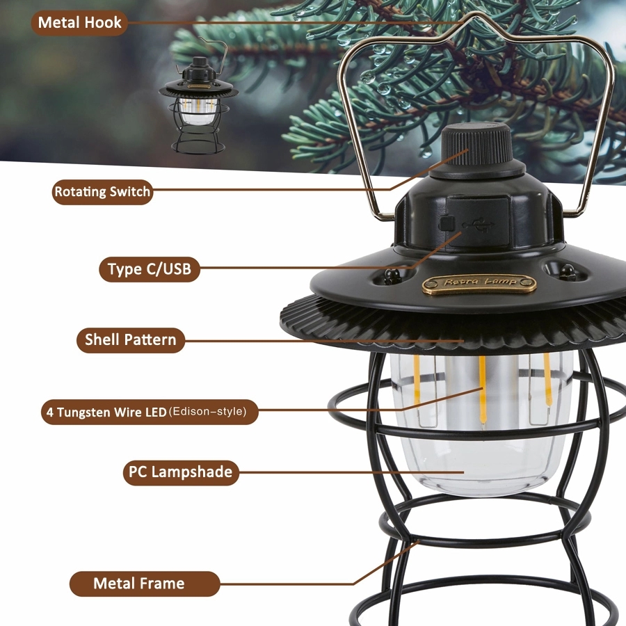 Retro Outdoor Camping Light & Picnic Lantern with Power Bank 14