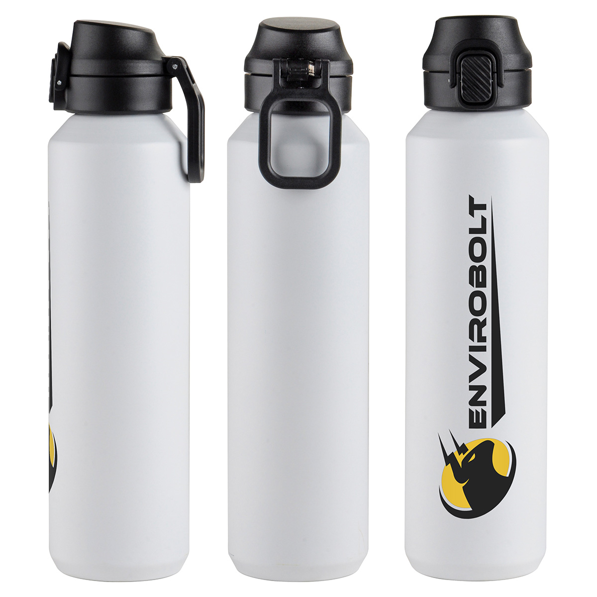 Nexus 27 oz Recycled Aluminum Bottle with Flip-Top Lid and Carabiner 28