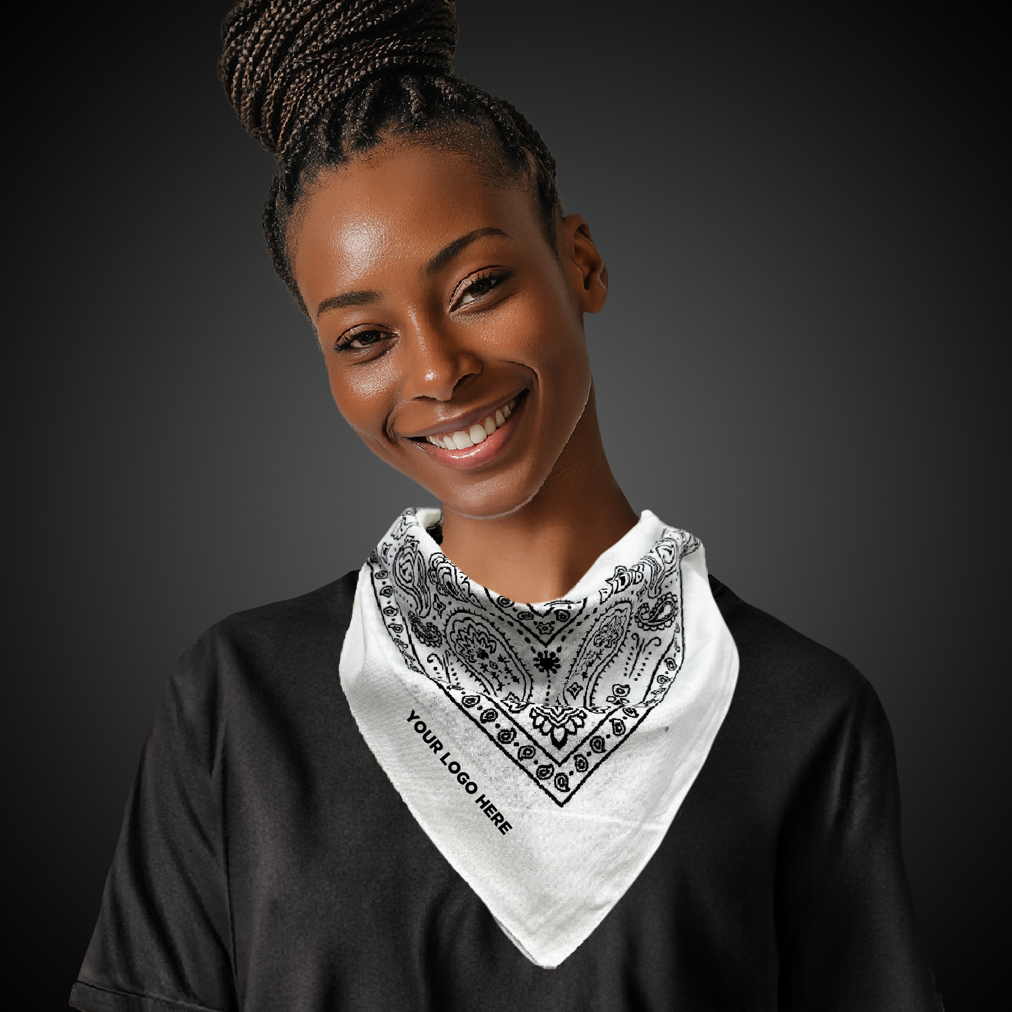 White Cotton Bandana 22" x 22" 3