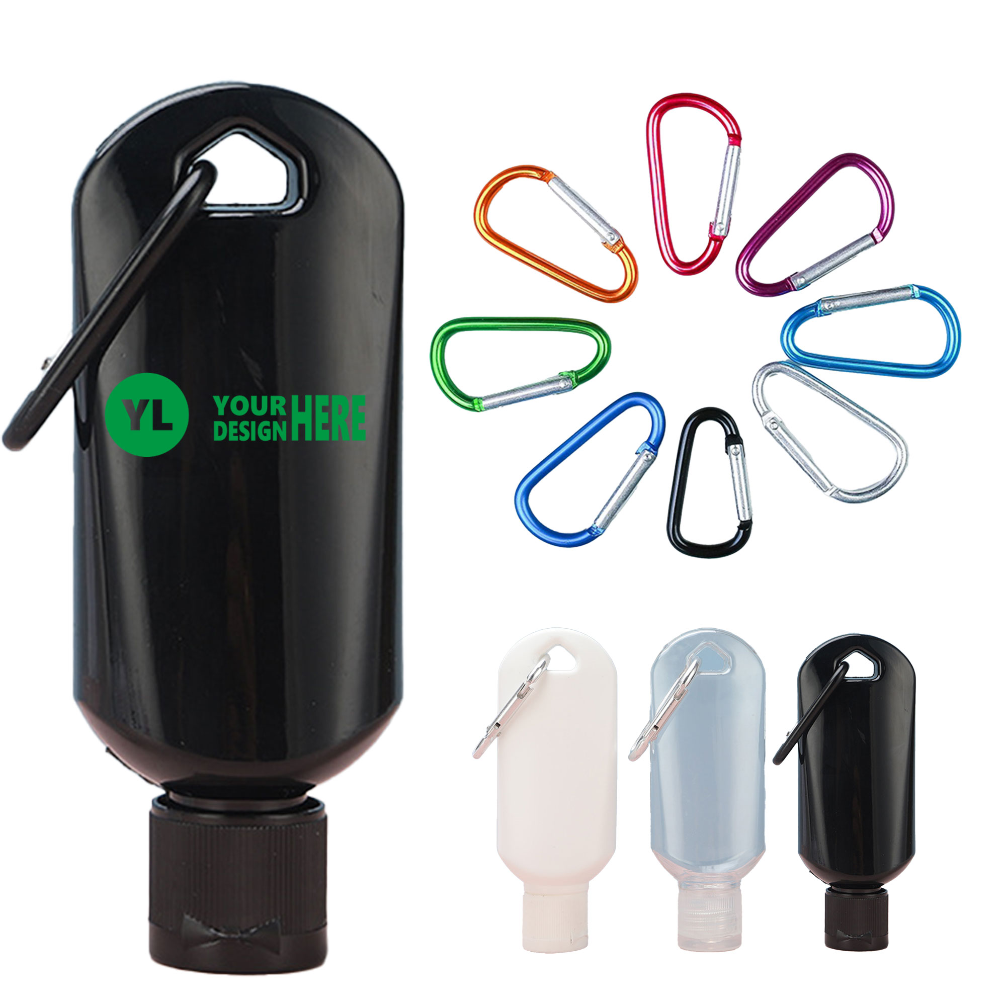 Carabiner-Attached Travel Gel Sanitizer Bottle 2