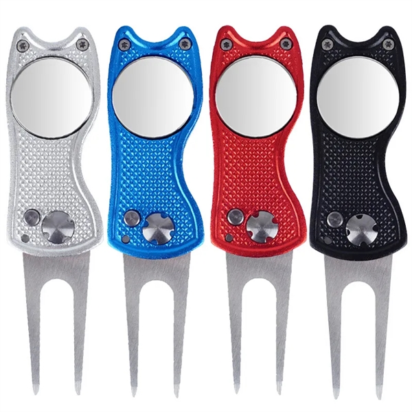Foldable Golf Divot Tool with Pop-up Button