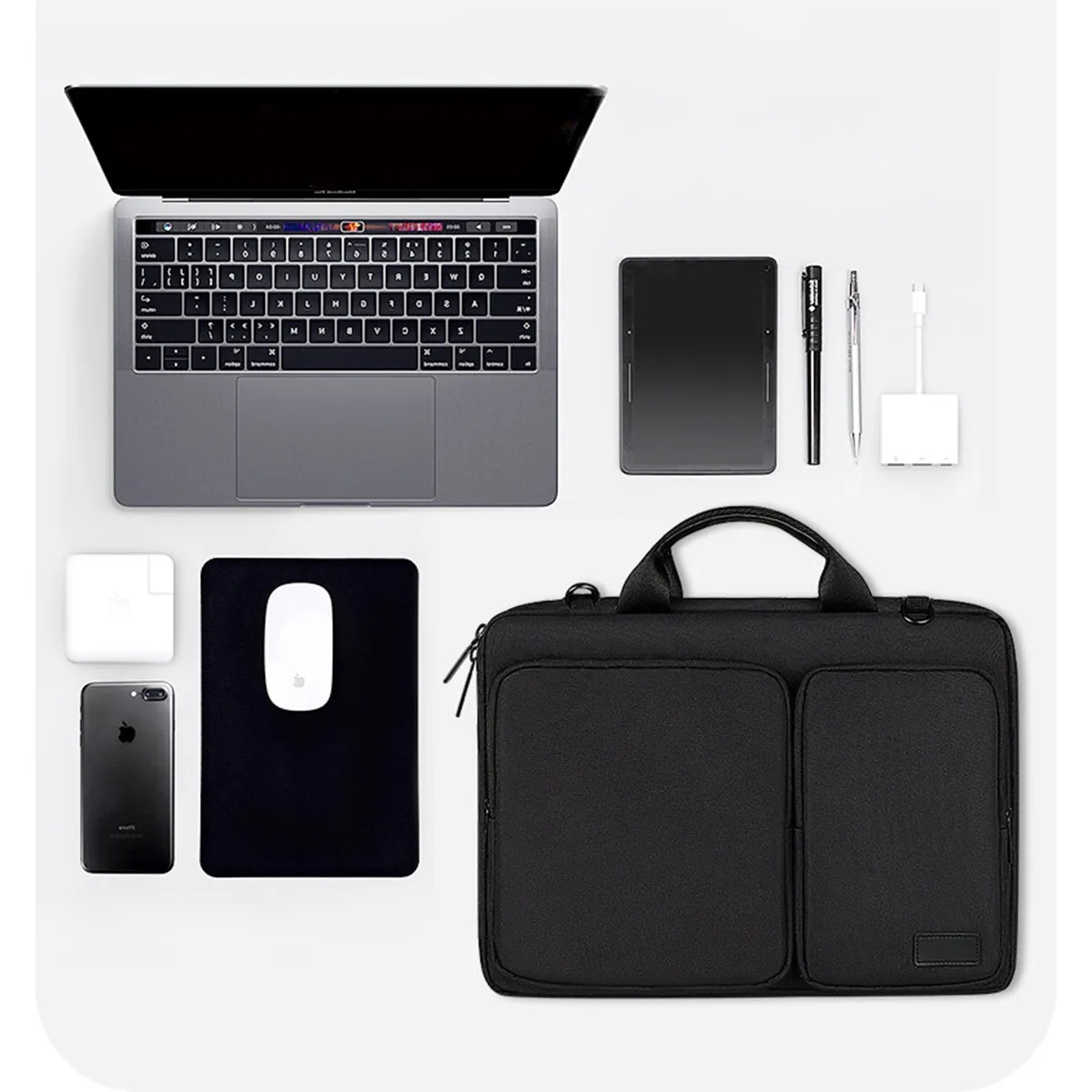 Protective Side Open Laptop Shoulder Bag with Zipper Pockets 7