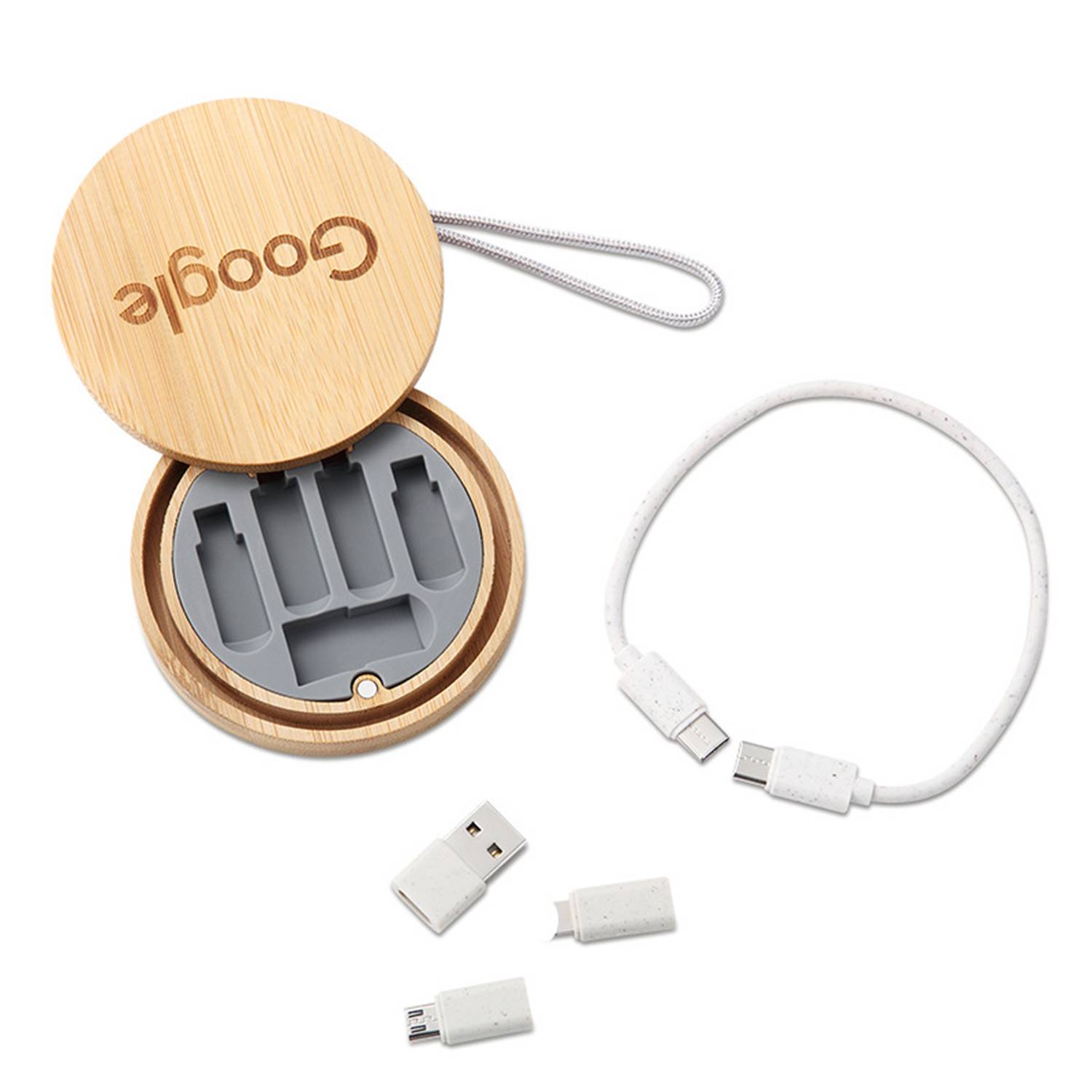 Bamboo Storage Box with Fast Charging Cable Kit 7