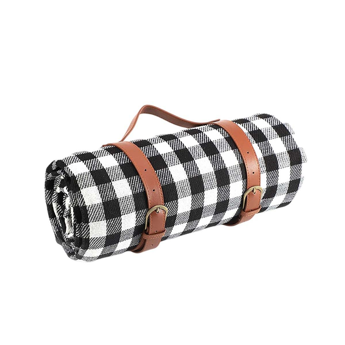 Leather Handle Picnic Blanket with Waterproof Backing 11