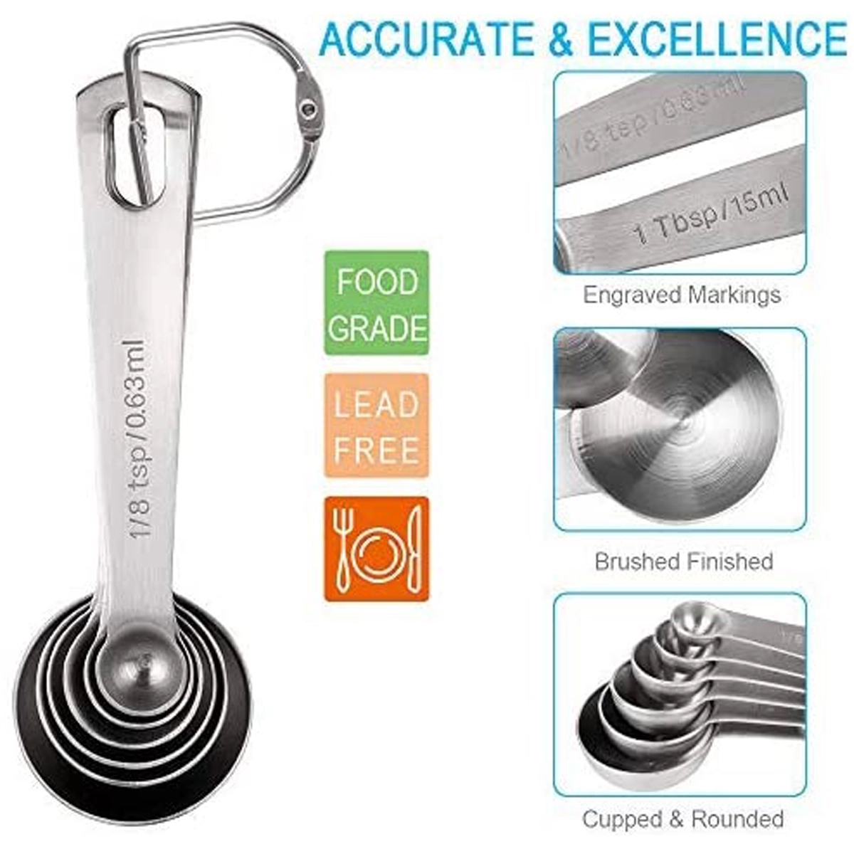 Premium Heavy Duty 18/8 Stainless Steel Measuring Spoons 4