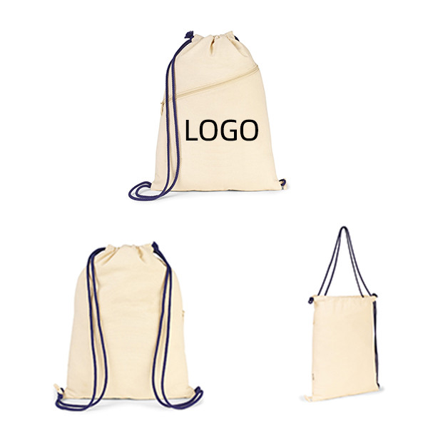 Canvas Drawstring Bag W/ Zipper 2