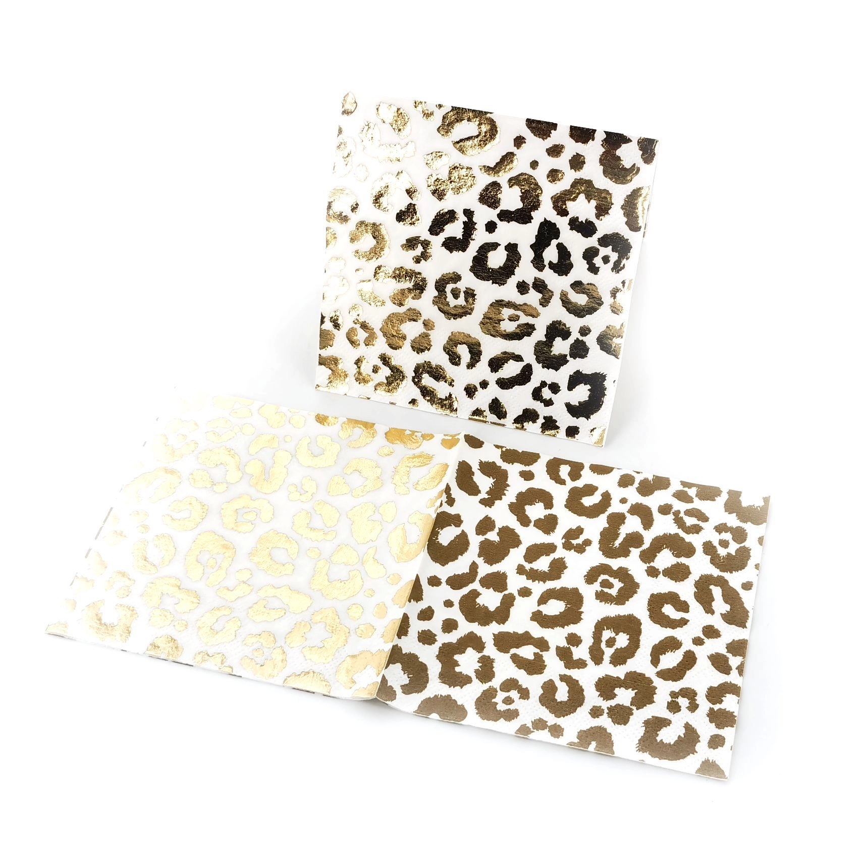 Custom Gold Foil Cheetah Print Paper Napkins 5