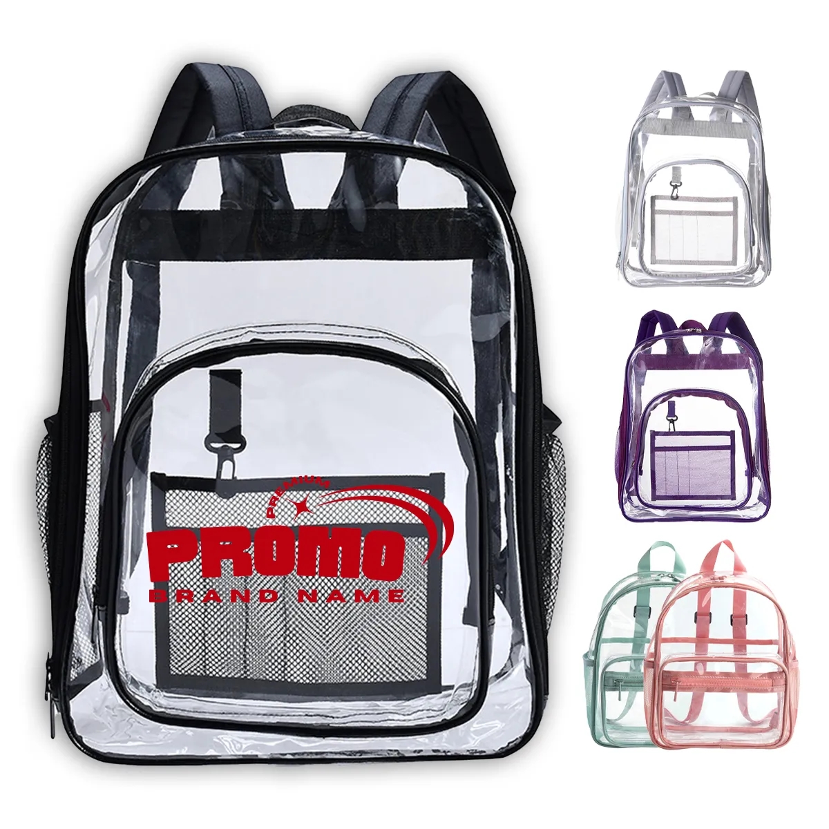 Custom Stadium approved Large Capacity Clear Backpacks 9