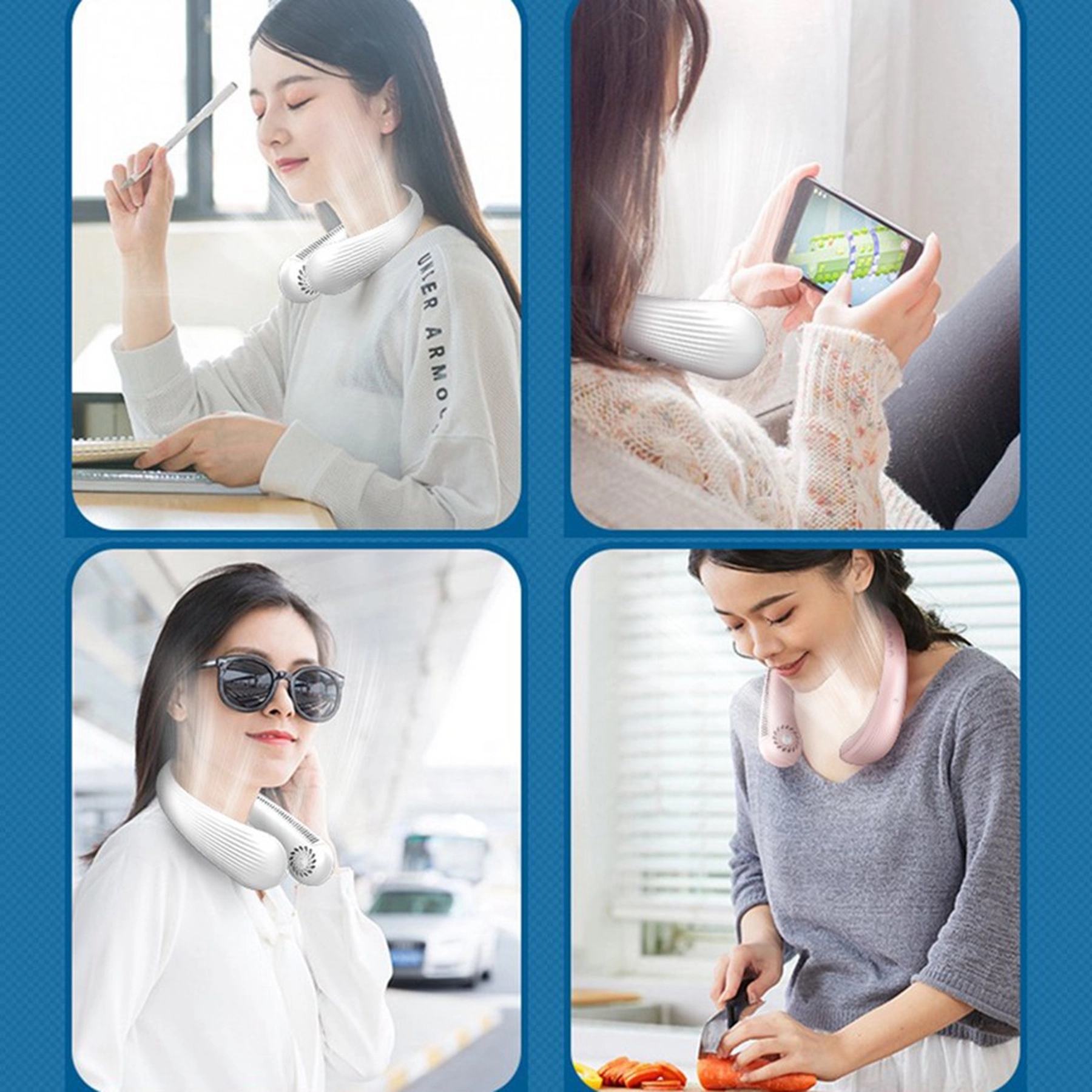 1800 mAh USB Leafless 360 Degree Neckband Fan 3