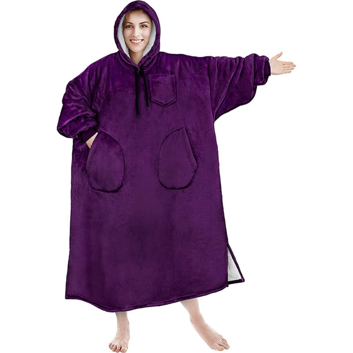 Oversized Microfiber & Sherpa Wearable Blanket 10